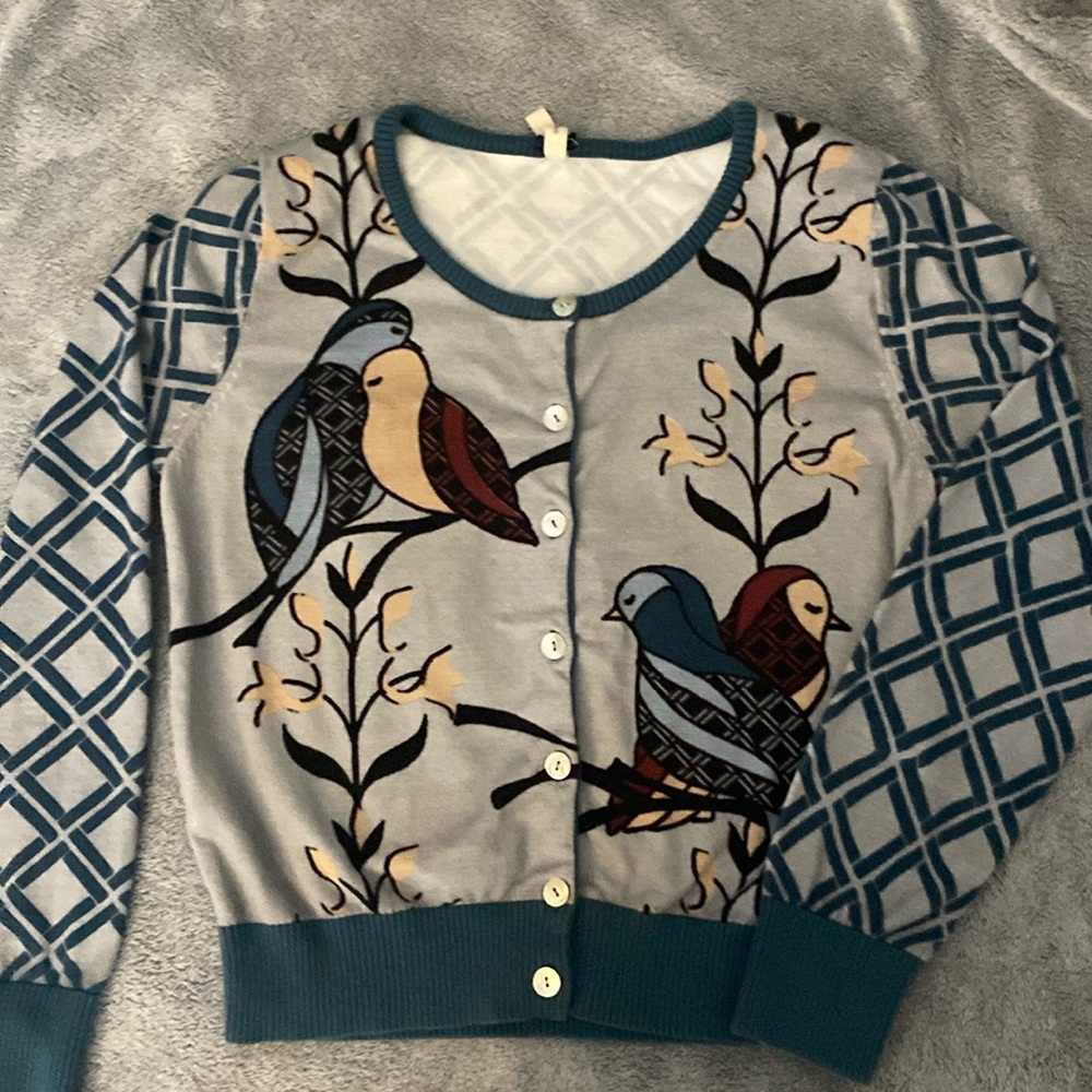 Adorable lovebirds cotton cardigan from ModCloth